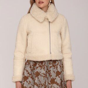Avec Les Filles Cropped Shearling Jacket